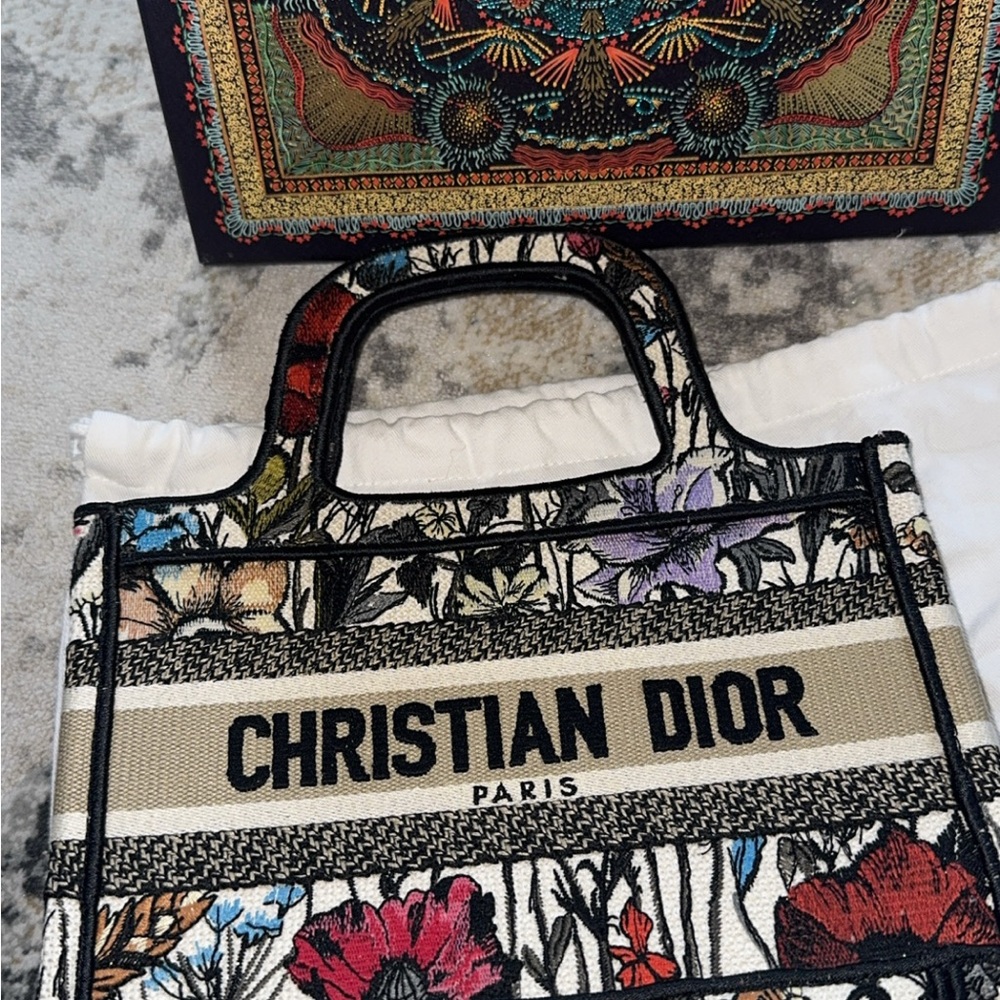 Christian Dior Book Tote Mini Handbag Bag Jacquard Canvas Millefleurs